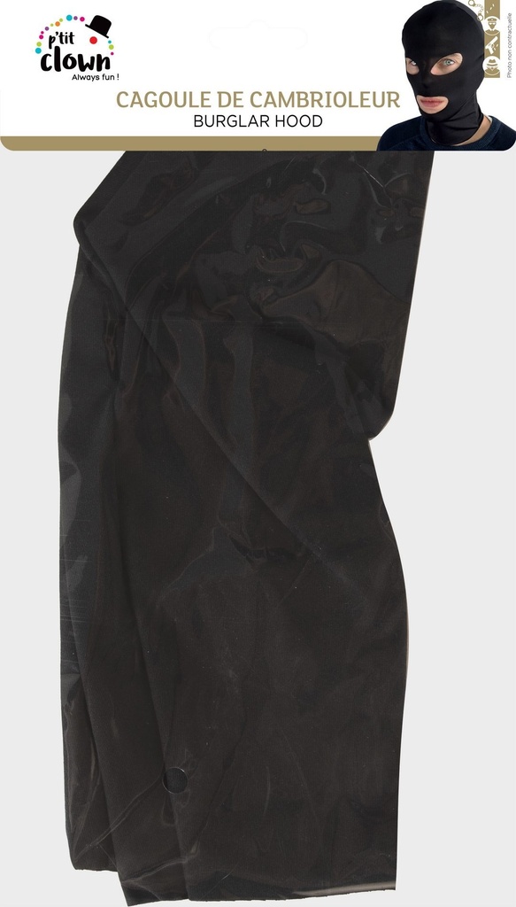 Cagoule de cambrioleur noire adulte – vue 2