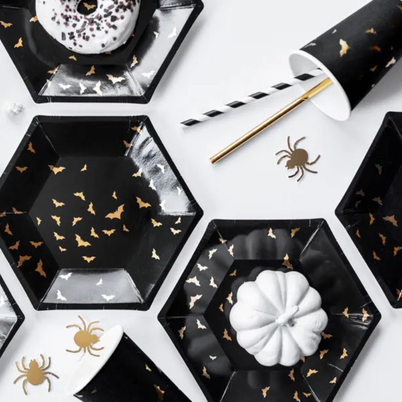 Gobelets noir et or Halloween - Lot de 6