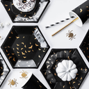 Assiettes Noires et Chauve-souris or - Lot de 6