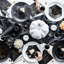Assiettes Noires et Chauve-souris or - Lot de 6