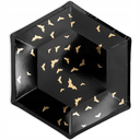 Assiettes Noires et Chauve-souris or - Lot de 6