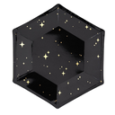 Assiettes hexagonales noires et étoiles or - Lot de 6