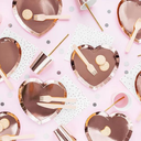 Assiettes en carton Coeur rose gold
