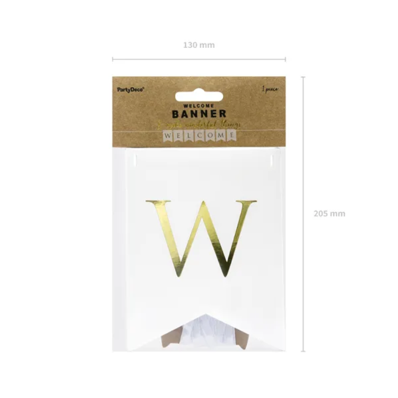 Guirlande "Welcome" blanche et or