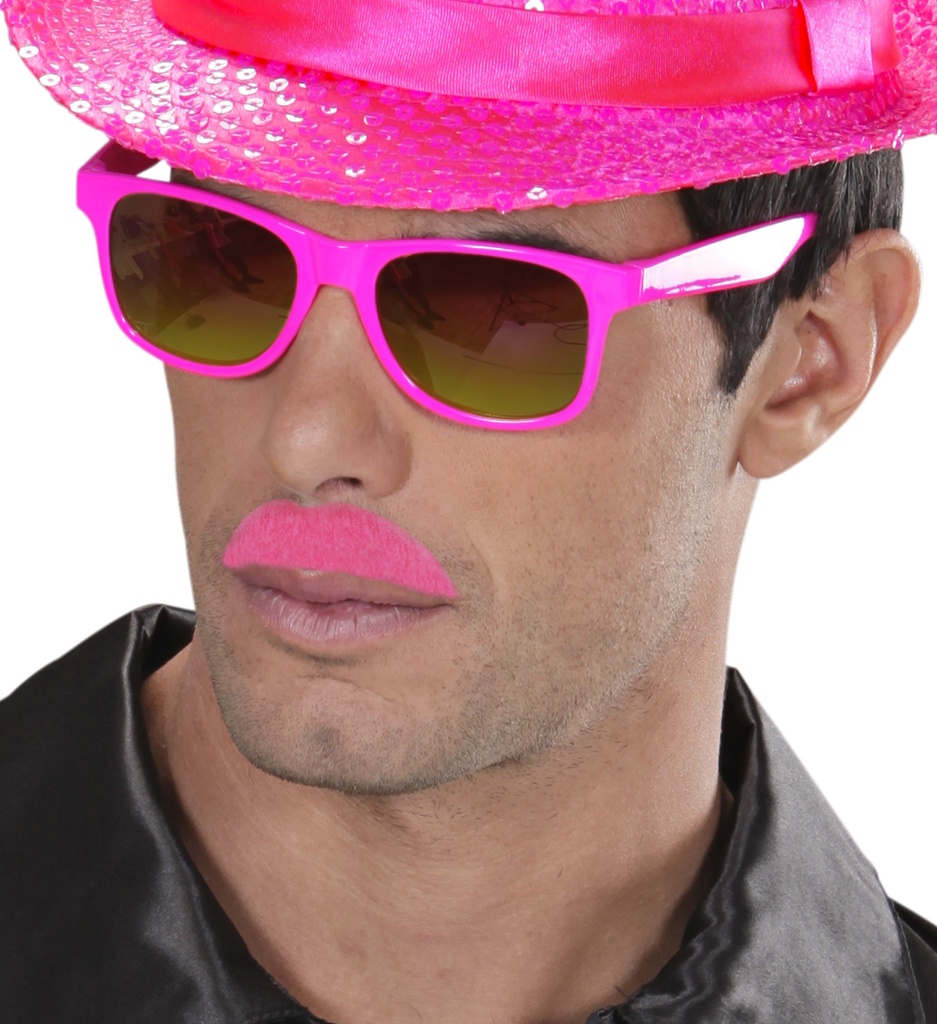 Moustache Neon Rose Adhésive - 6 Modèles Assorties