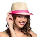 Chapeau Maui en paille rose fluo