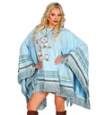 Poncho bleu ciel à franges