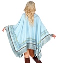 Poncho bleu ciel à franges