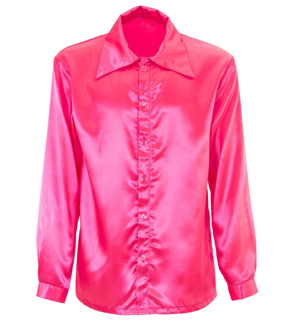 Chemise Disco 70's satinée rose
