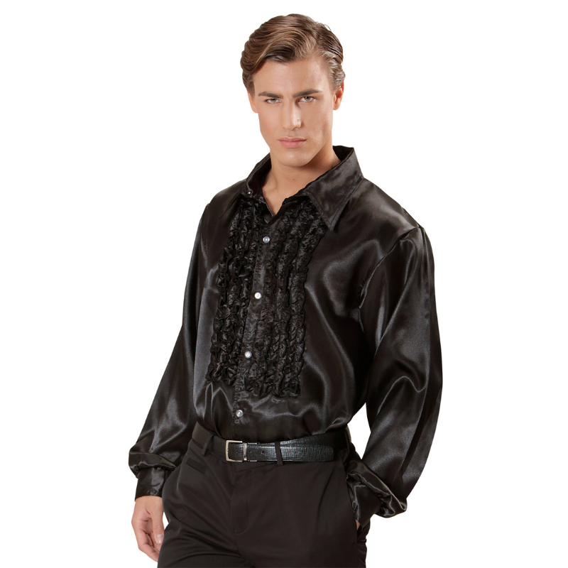 Chemise à jabot en satin 