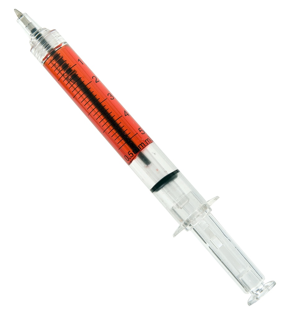 Stylo seringue encre rouge