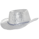 Chapeau de cowboy pailletté argenté en plastique
