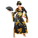 Déguisement de Geisha noir et or pour femme