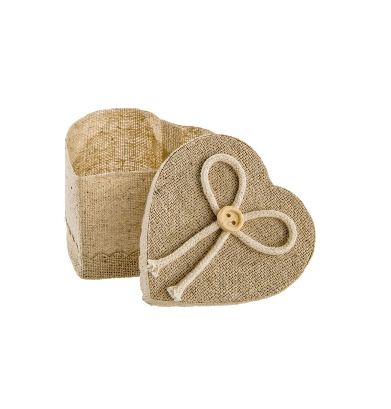 Boîtes cœur en lin, lot de 4