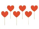 Cake topper coeurs rouges 11 cm, paquet de 6