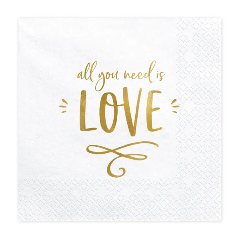 Serviettes "All you need is love", paquet de 20