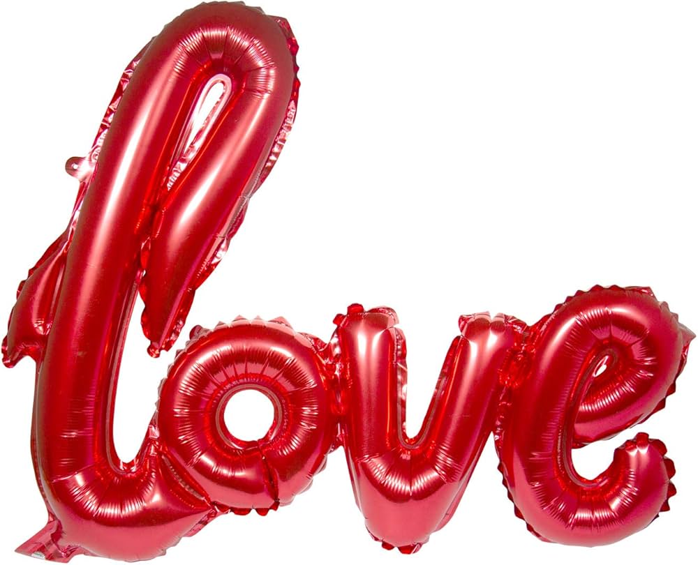 Ballon alu Love script rouge 70 x 60 cm