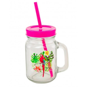 Jarre tropicale perroquet rose avec paille