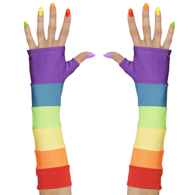 Mitaines arc-en-ciel satinées