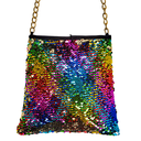Sac à sequins réversibles arc-en-ciel / or