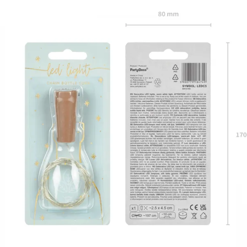 Bouchon de bouteille avec lumière LED 197 cm