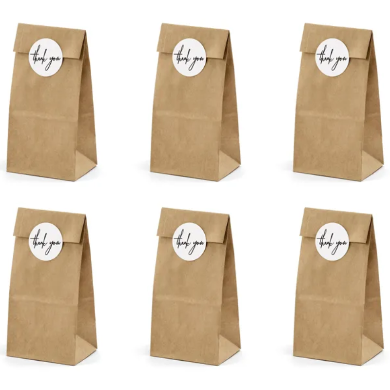 Sachets de fête et stickers "Thank you" - Lot de 6