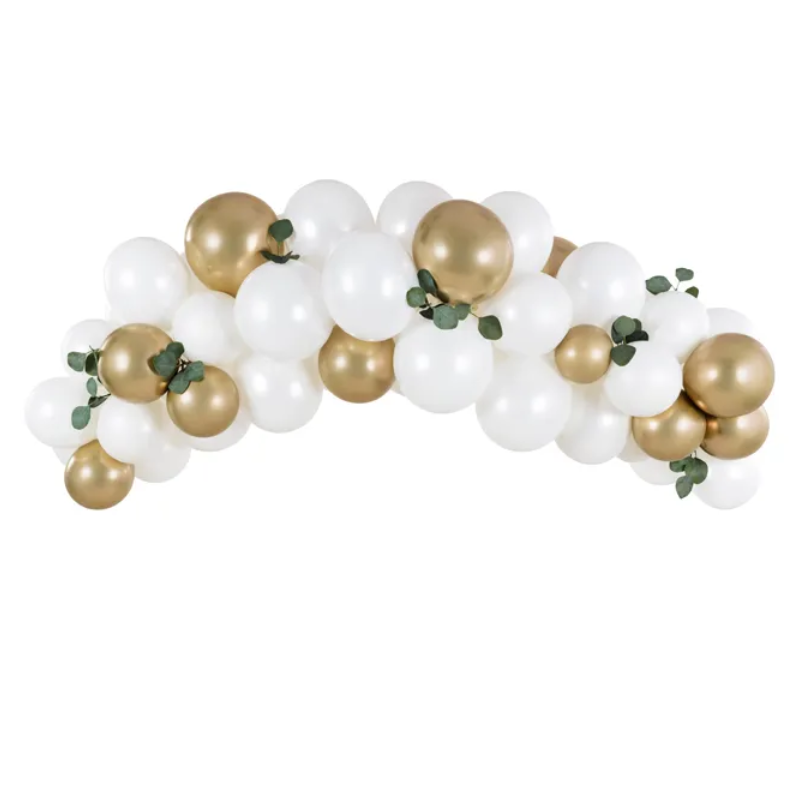 Guirlande de ballons blanc et or