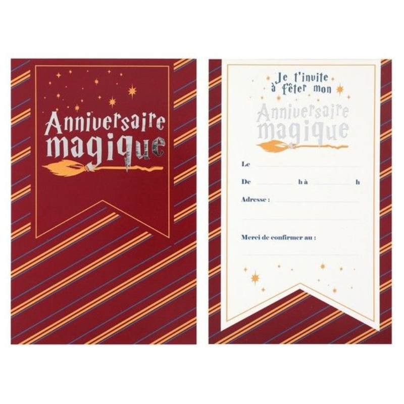 6 Invitations "Anniversaire magique" - Harry Potter