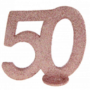 Centre de table 50 ans paillettes rose gold