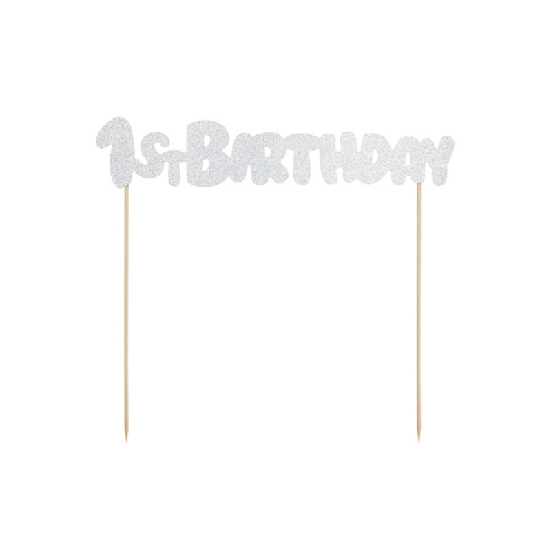 Cake topper "1st Birthday" paillettes argent
