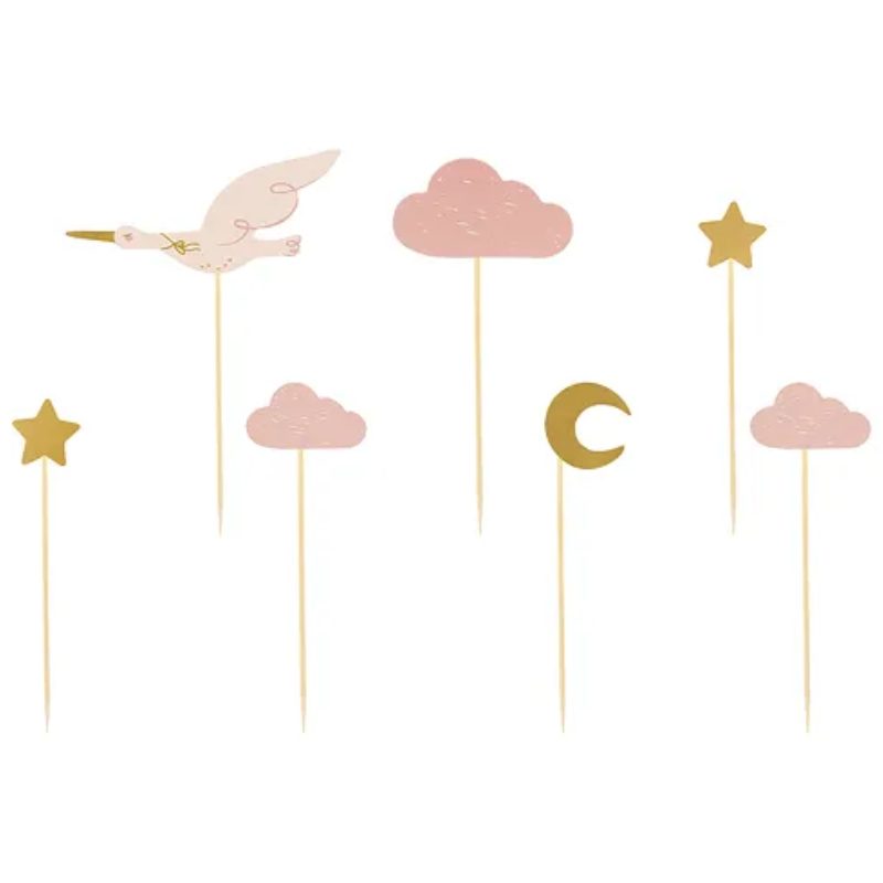 Cake toppers Cigogne rose