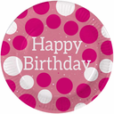 8 Assiettes "Happy Birthday" rose