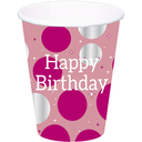 8 Gobelets "Happy Birthday" rose