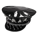 Casquette de rocker en vinyl cloutée avec crânes et chaines 