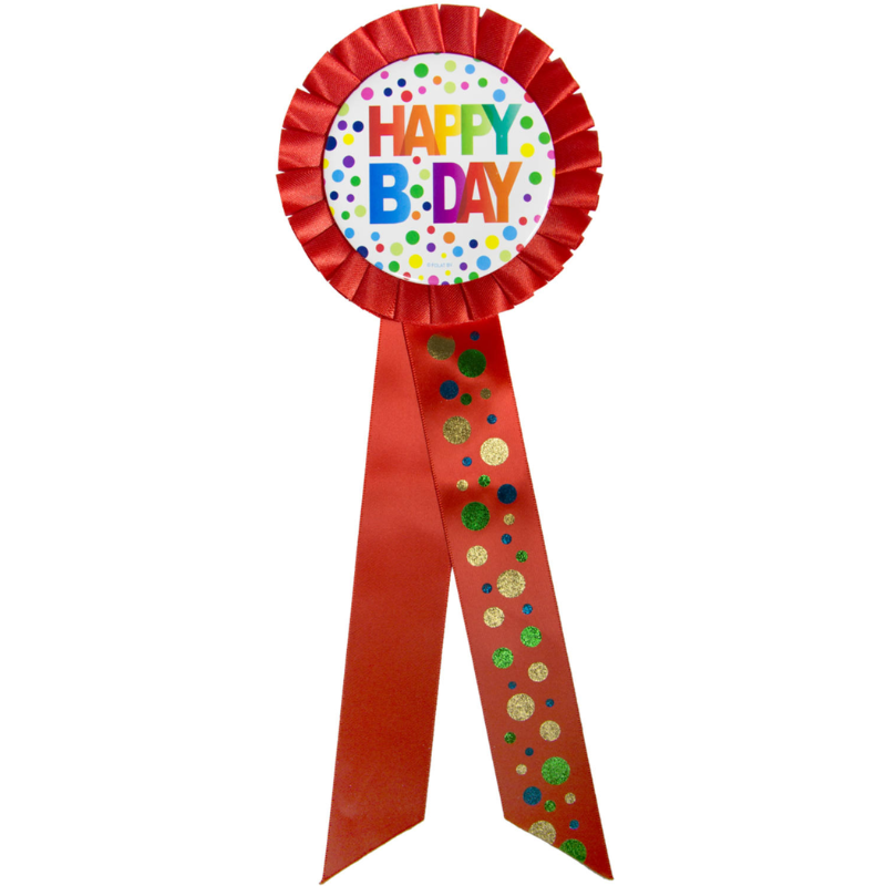 Cocarde "Happy Birthday" rouge