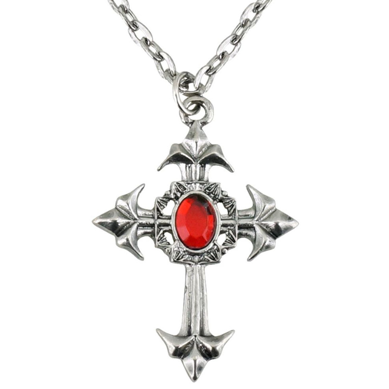 Collier gothique avec pierre rouge