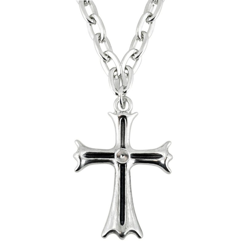 Collier croix gothique avec pierre