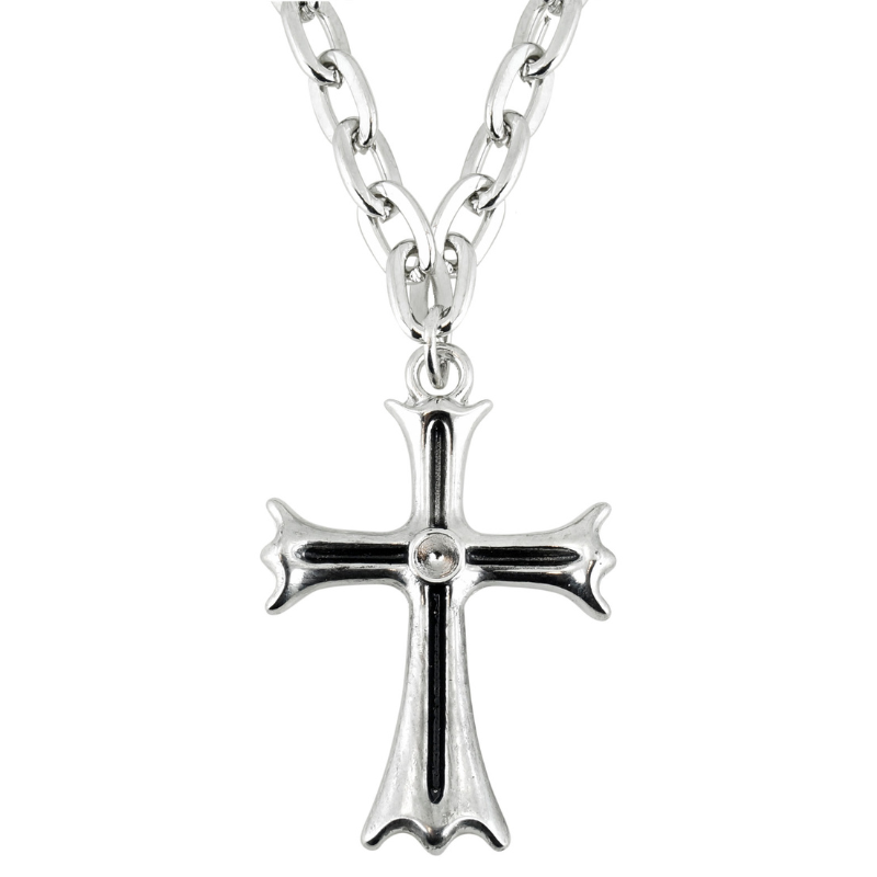 Collier croix gothique avec pierre