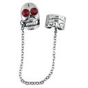 Boucle d'oreille tête de mort avec strass rouges
