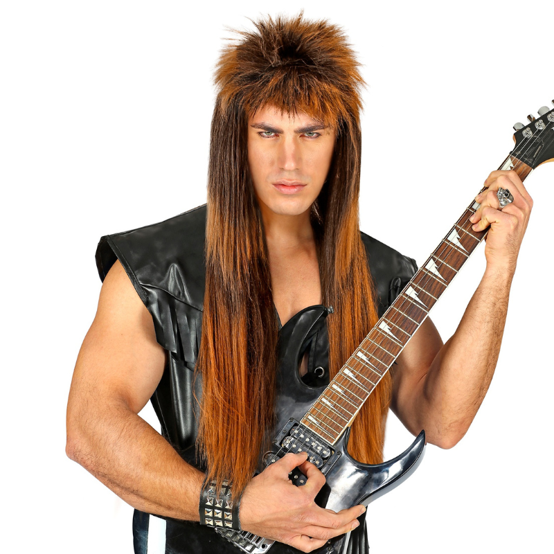 Perruque longue brune de Rocker 