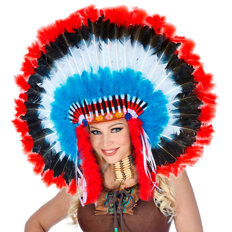 Coiffe de chef indien de luxe en plume 