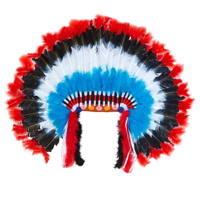 Coiffe de chef indien de luxe en plume 