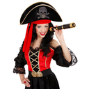 Chapeau de Pirate en velours avec tête de mort et foulard