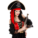 Chapeau de Pirate en velours avec tête de mort et foulard