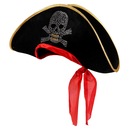 Chapeau de Pirate en velours avec tête de mort et foulard