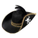 Chapeau de Pirate avec tête de mort et plume
