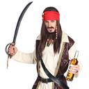Perruque Pirate des Caraïbes avec bandana, moustache et barbiche à perles