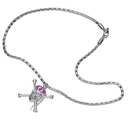 Collier tête de mort argent et strass roses