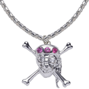 Collier tête de mort argent et strass roses