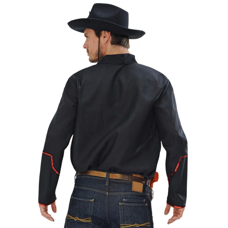 Chemise de Cowboy noire avec paillettes rouges